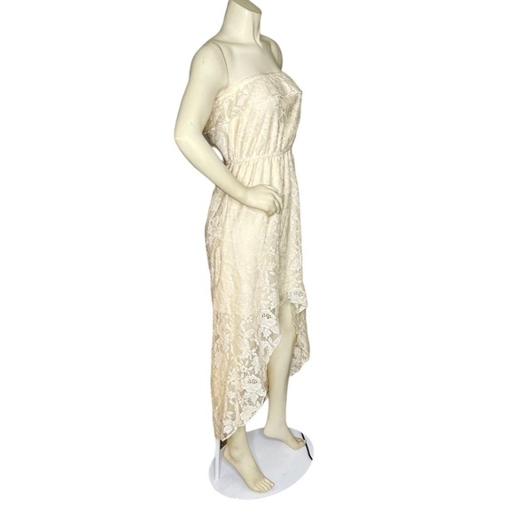 Trixxi Strapless Pale yellow lace dress Sz M - Picture 3 of 6